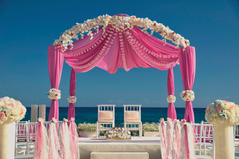 Beach wedding ceremony with no guests yet