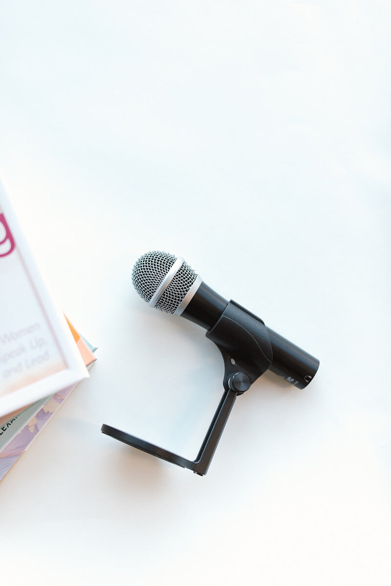 Podcast microphone used for business owners wanting to learn how to get featured in publications