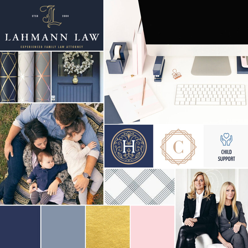 navy & gold mood board for law firm branding