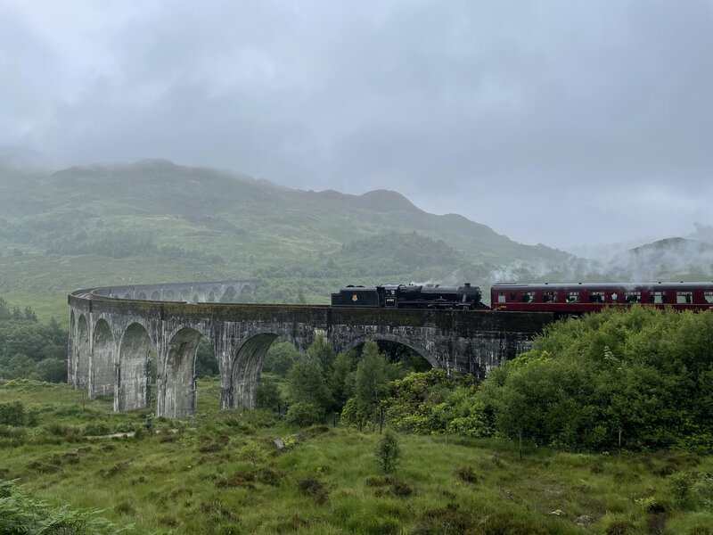 Hogwards Express Train on Bridge in Scotland - tales of adventure