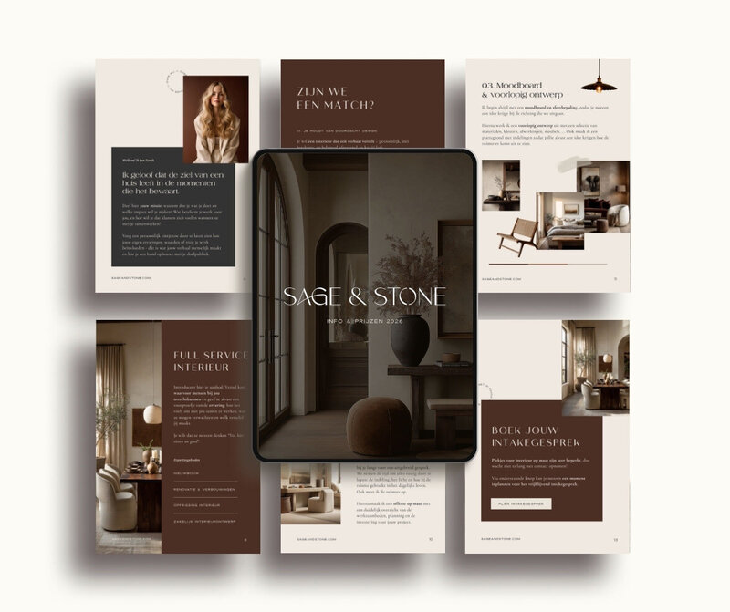 Brochure template voor interieurontwerpers Sage & Stone 2
