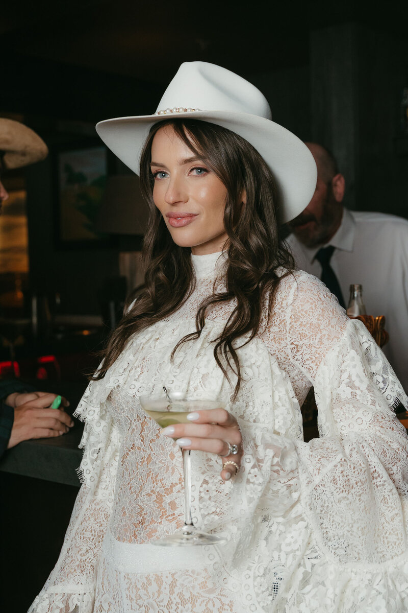 Caribou Club Aspen Wedding – Formal black-tie wedding dinner with moody lighting and candlelit elegance