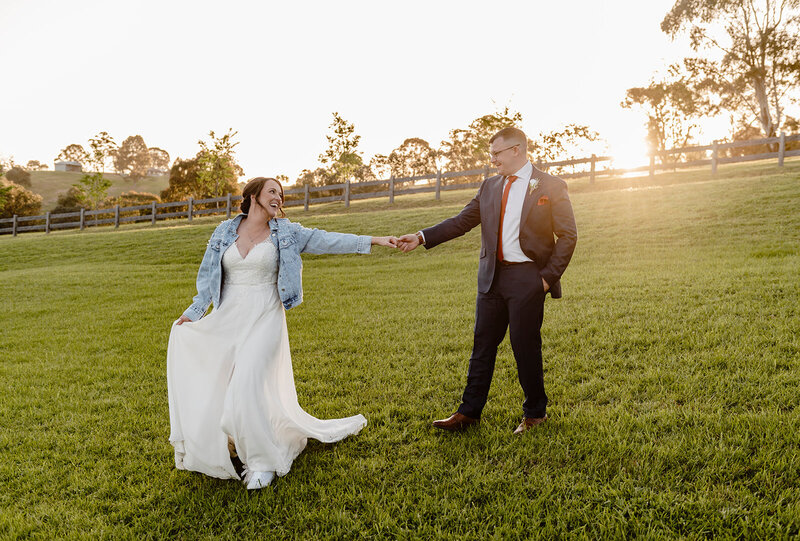 Night shot of bride and groom at Witchmount Estate