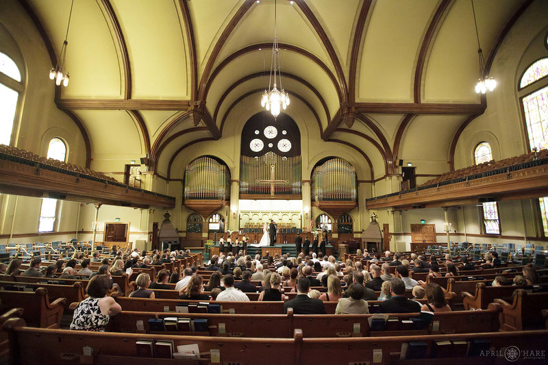 Interior of Central Presbyterian Church on a wedding day