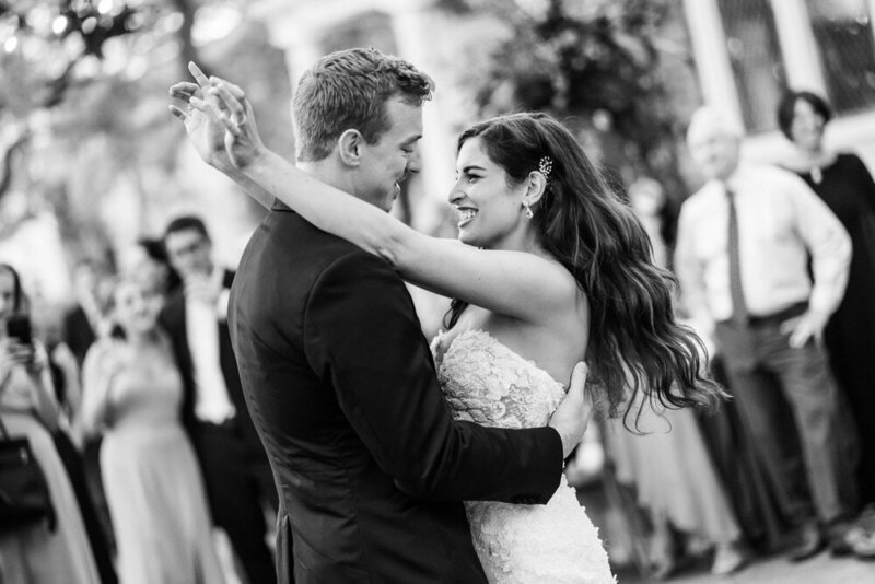Bride and groom dance at Elms Mansion wedding in New Orleans