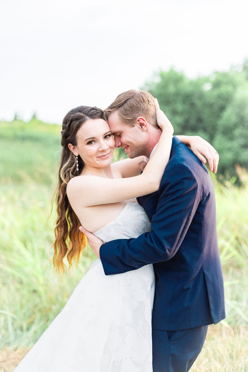 bride and groom at willow and stone outdoor ceremony area in mocksville north carolina