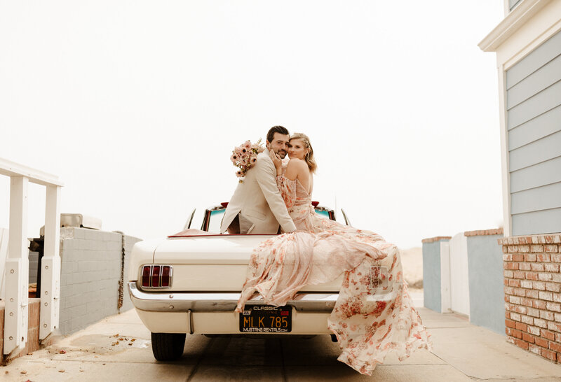 Bride and groom at elopement in Laguna Beach, CA