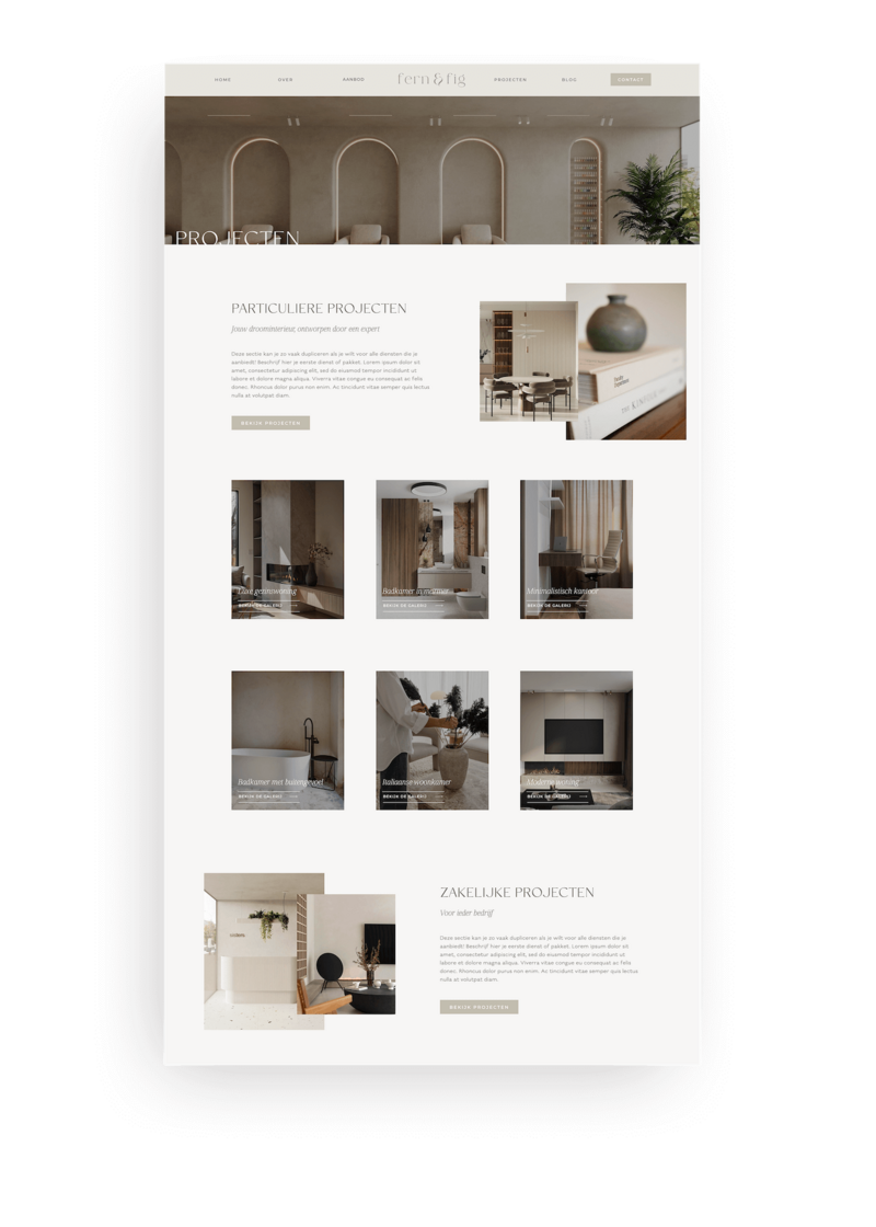 Showit website template voor interieur designers