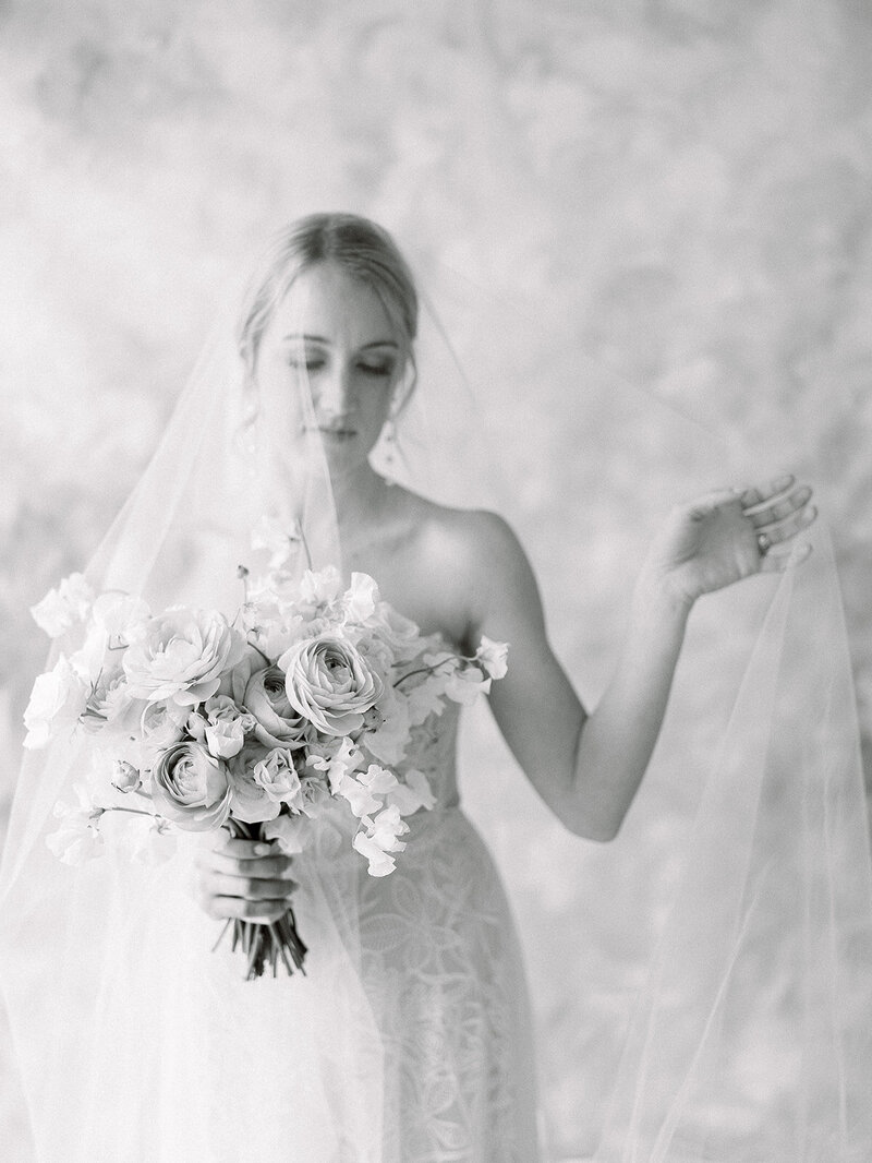Charlottesville bride holding her bouquet