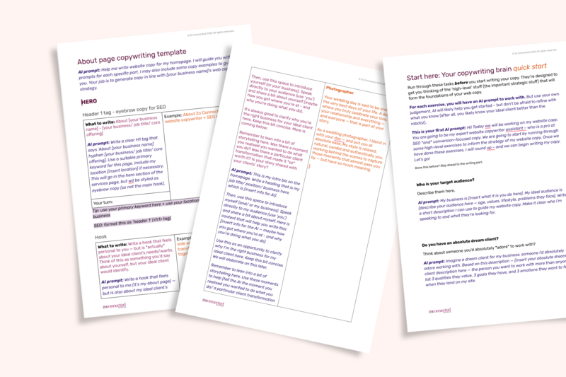 About page website copywriting template in Google docs
