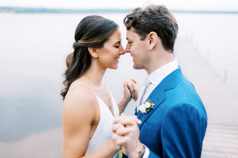 Minneapolis bride and groom holding hands in the moment