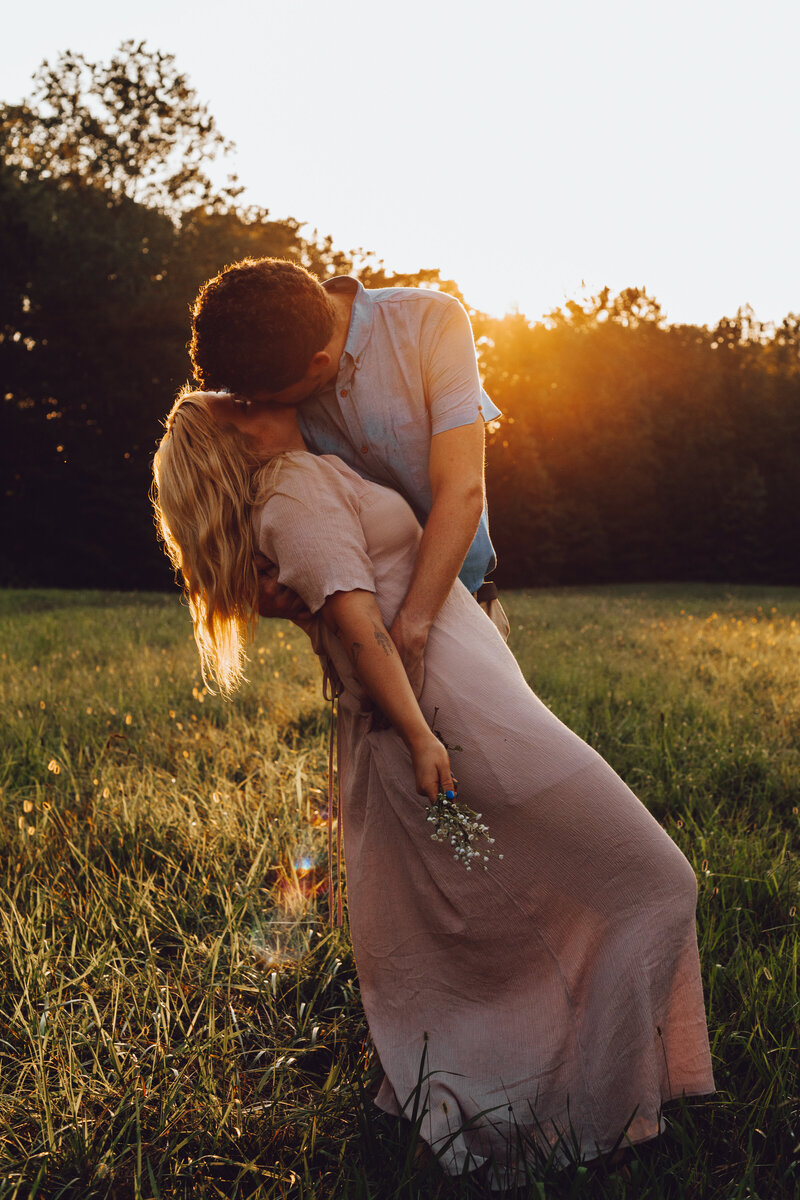 golden hour engagement session dip photos