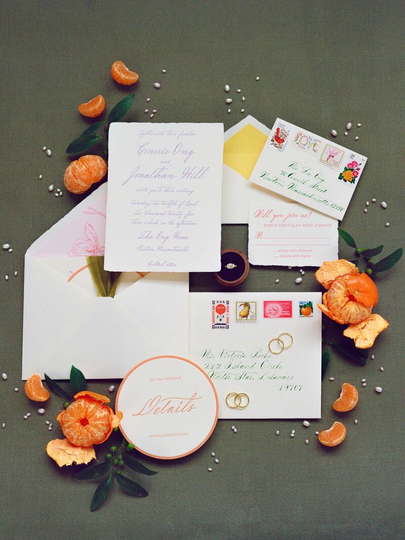 Boston wedding invitations custom calligraphy castillo holliday