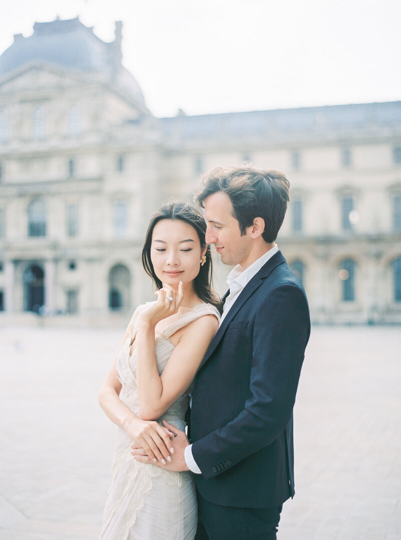 Couple Portrait, Pre wedding dress by Monique Lhuillier in Paris