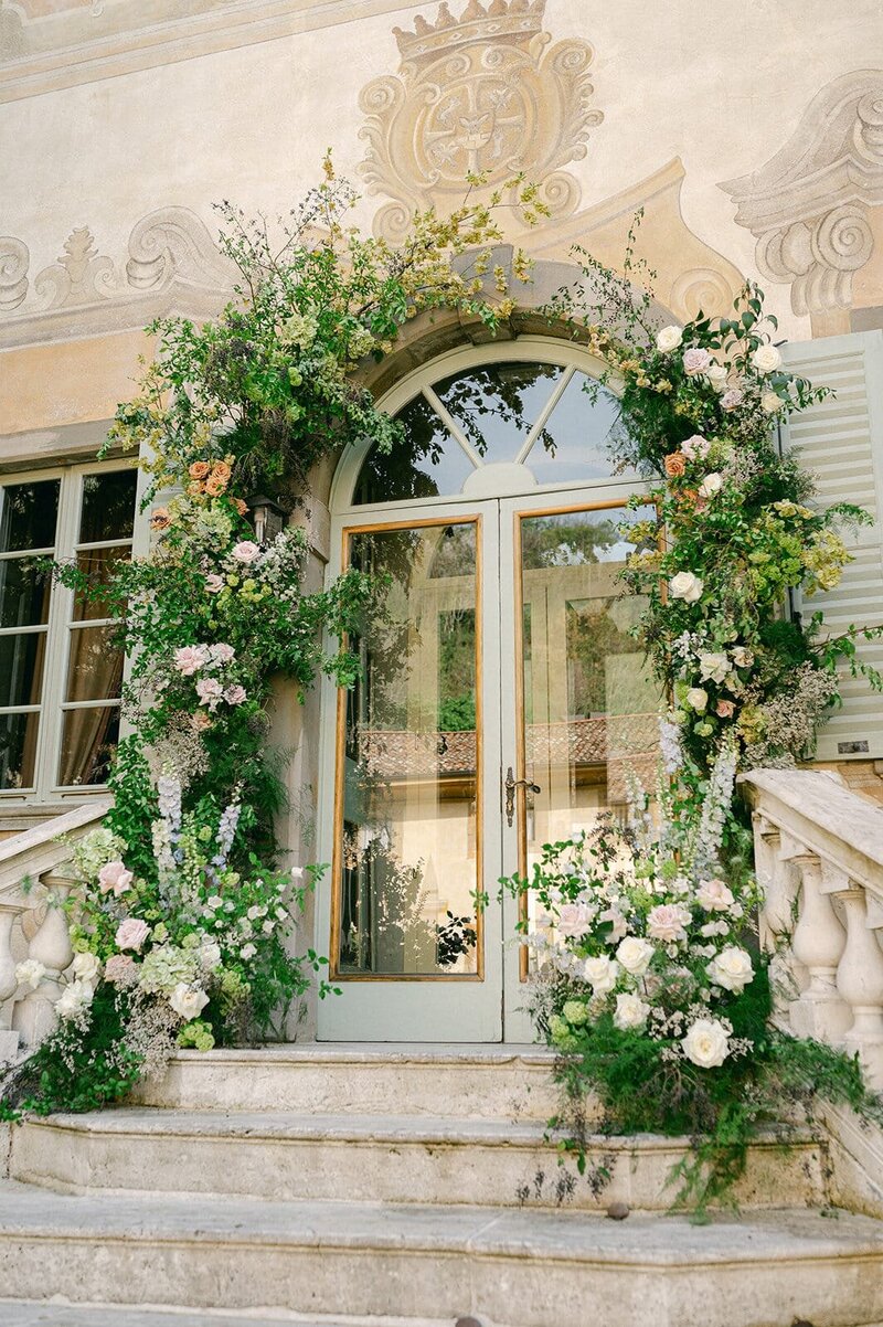 Flower arrangements display.