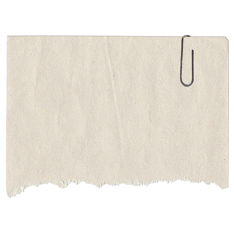 Ripped paper with a paper clip in the right upper corner