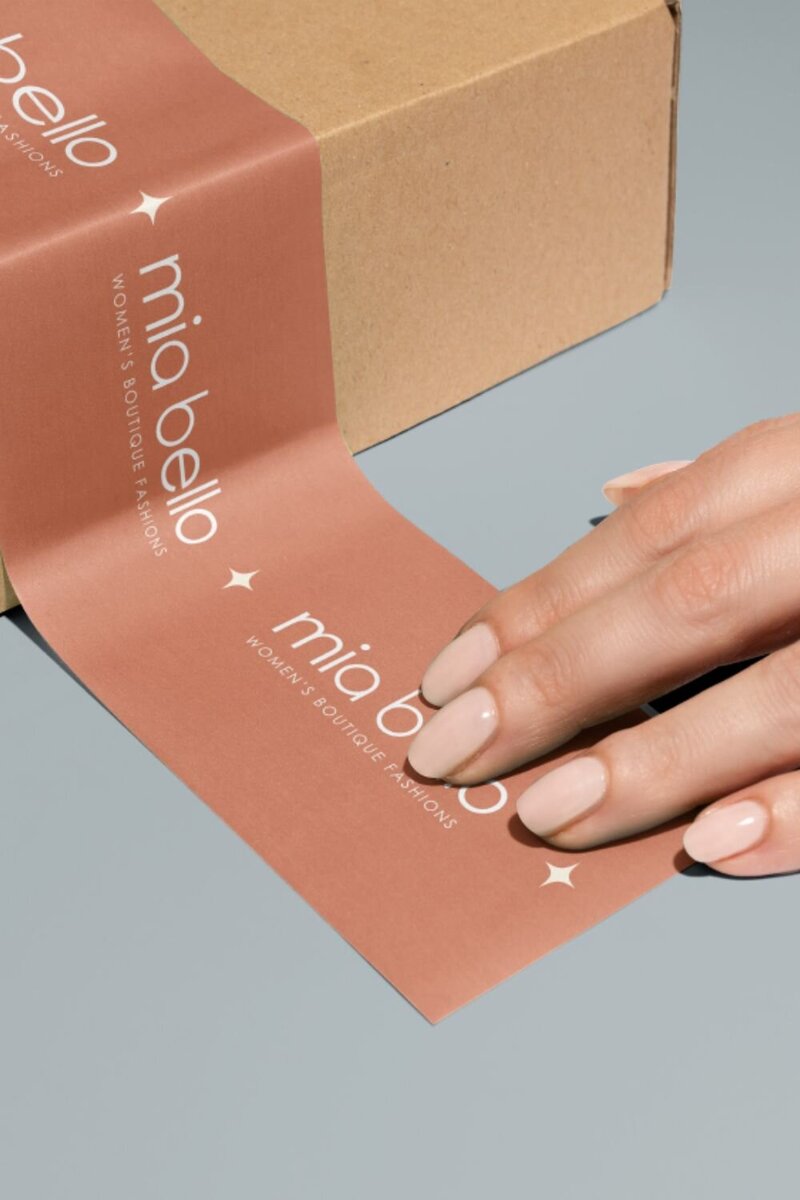 Mia Bello box tape design
