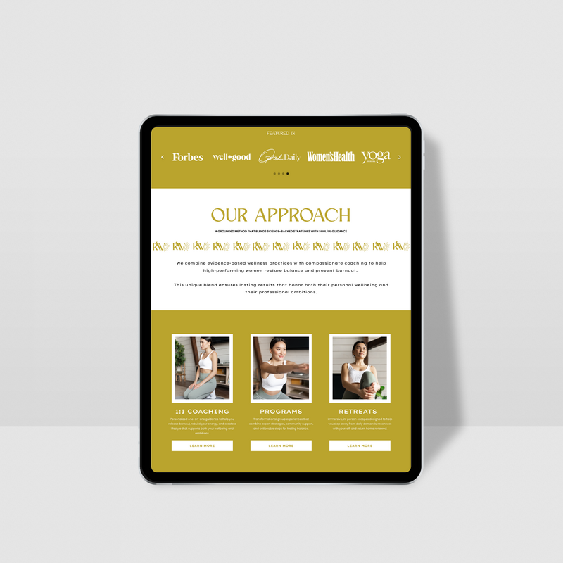 rivera wellness landing page ipad mockup