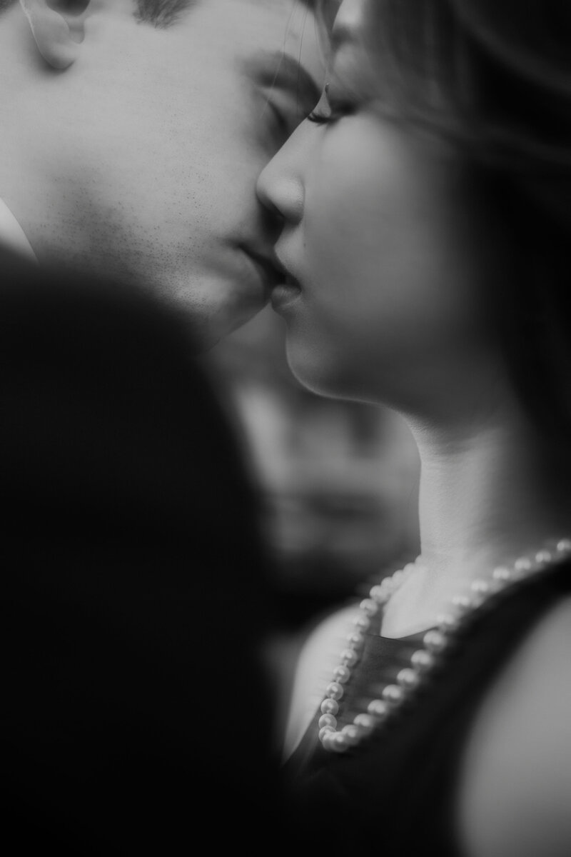 intimate engagement portraits in Palais Royal garden in Paris