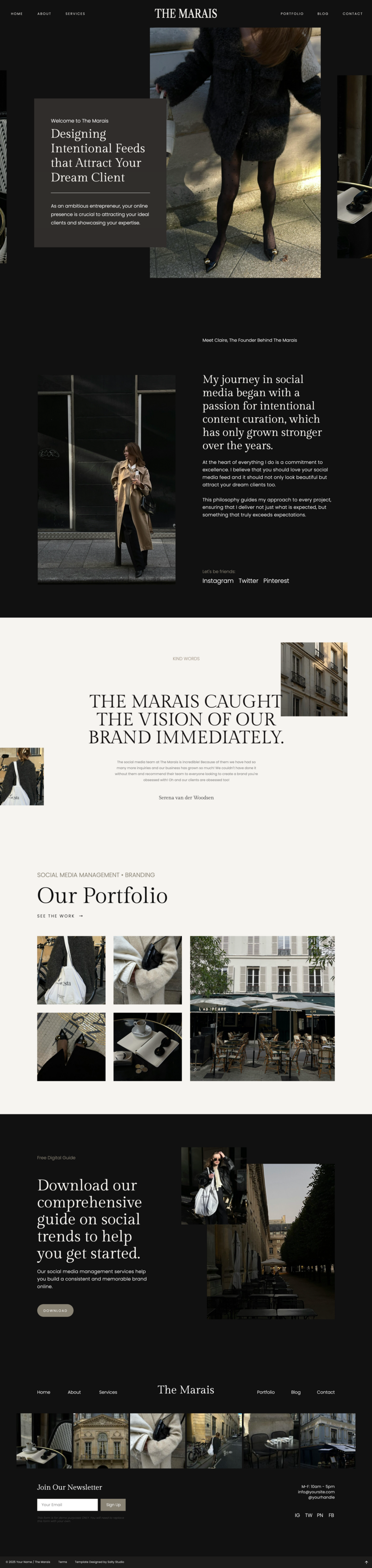 Showit website template The Marais by Salty Studio