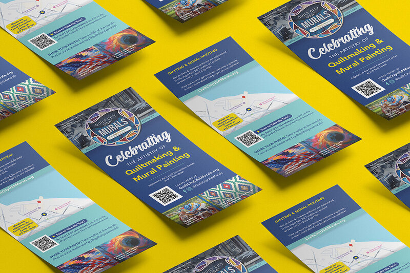 rack card for Quilt City USA murals design by Amanda Newman Design in Paducah, Kentucky