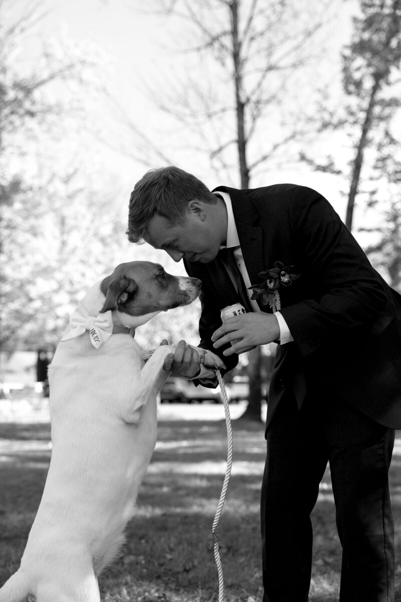 Vermont Wedding Photographer | Sincerely Liz Photography Documentary Wedding, Engagement, Elopement, Maternity and Newborn Photographer in New England | Groom holding his dog