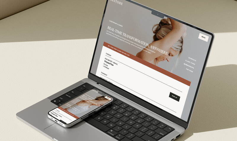 Showit website template featuring an integrated class schedule page.