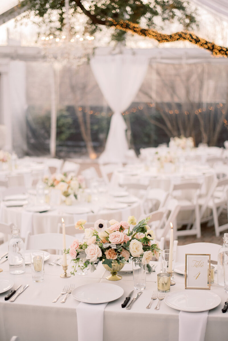 Reception decor with elegant tablescapes at The Allan House
