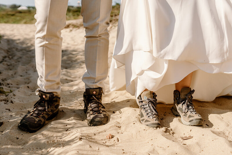 wedding couple hiking boots