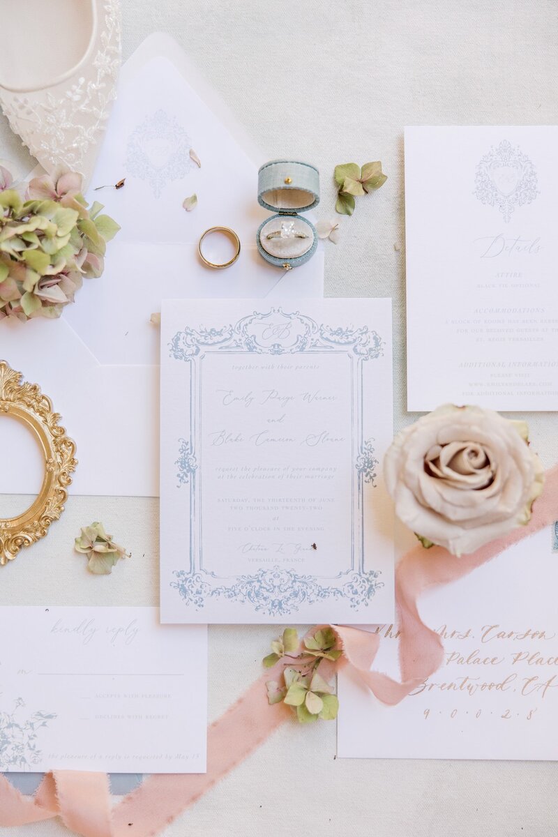 Wedding invitation flatlay