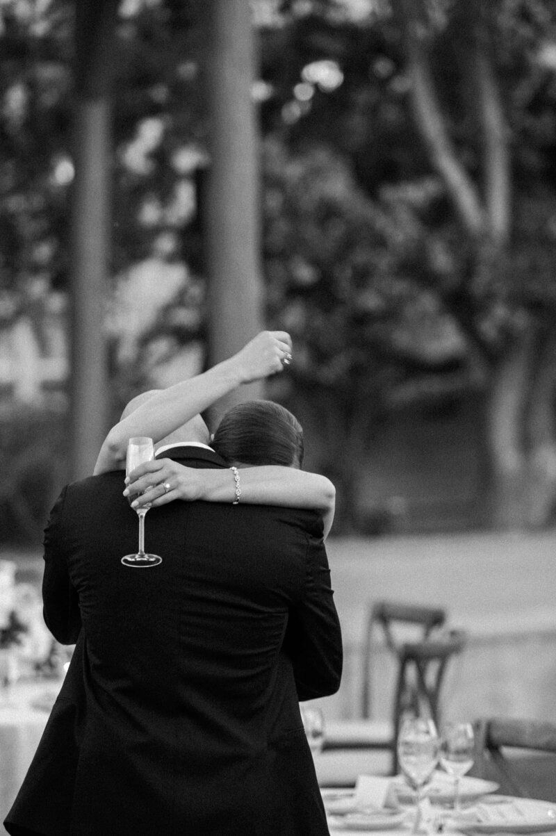 Emotional first dance moment captured during a Four Seasons Scottsdale wedding, photographed by Four Seasons Scottsdale wedding photographers in timeless black and white.
