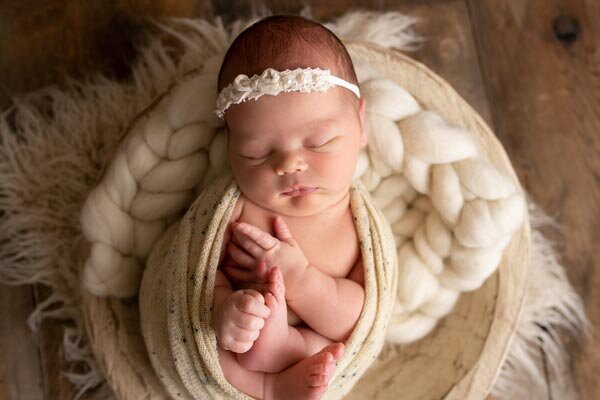 Milwaukee Newborn photo baby posed in prop during studio session | Glory Be Photography by Tara Bos