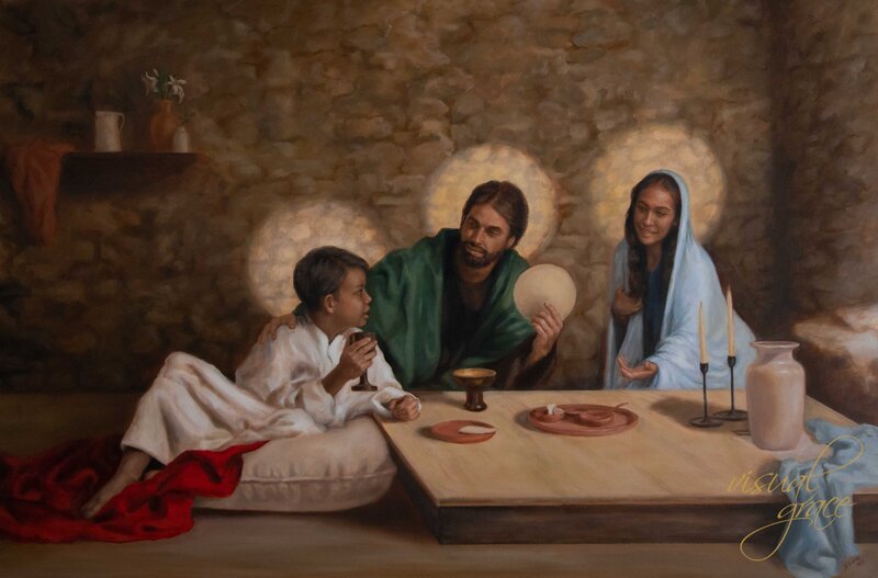 Jesus eating dinner