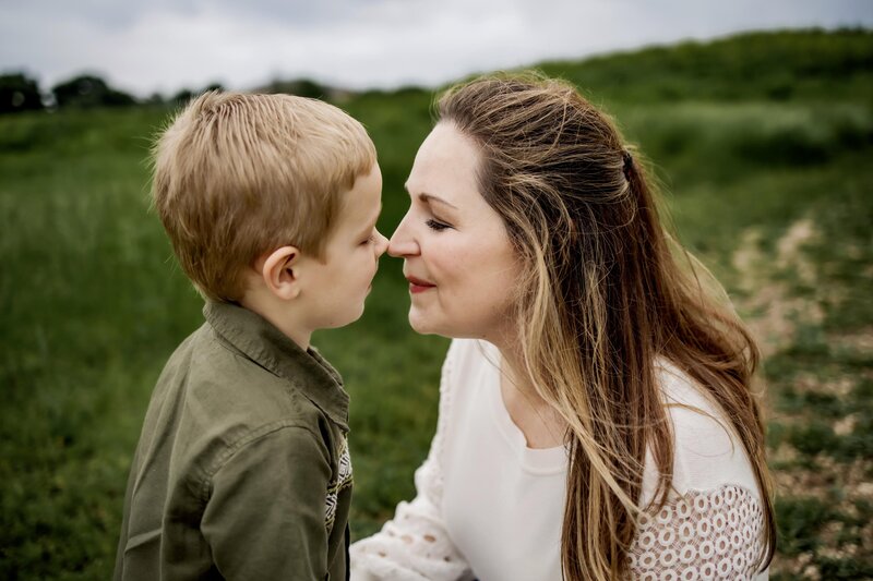 mom and son in the park in mckinney, texas