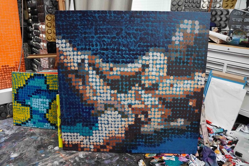 Brent Ray Fraser Painting Tip Pointillist Self Portrait 2023 - 07