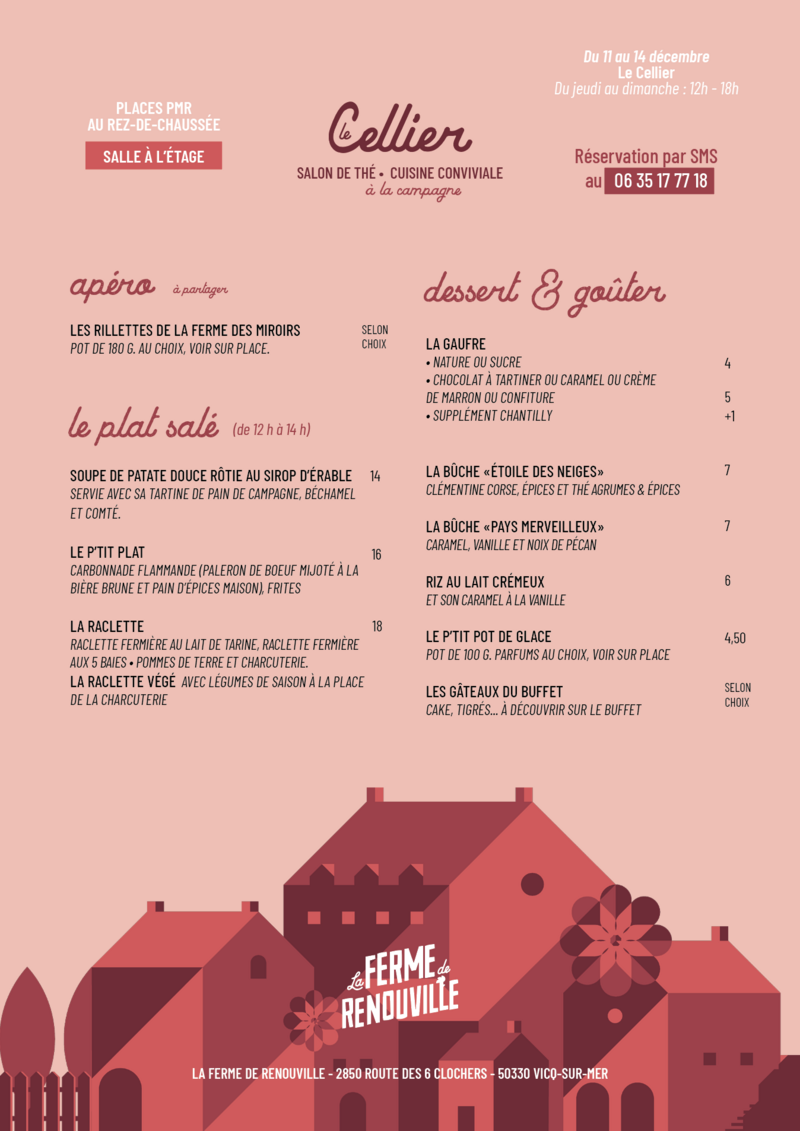 Salon de thé et restauration conviviale de la ferme de Renouville menu de la semaine
