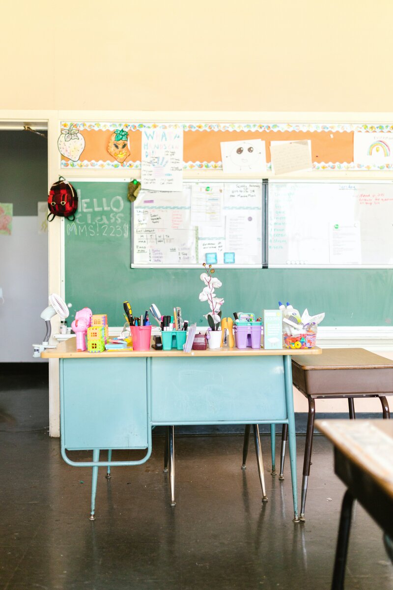 Klassenzimmer Schreibtisch Tafel
