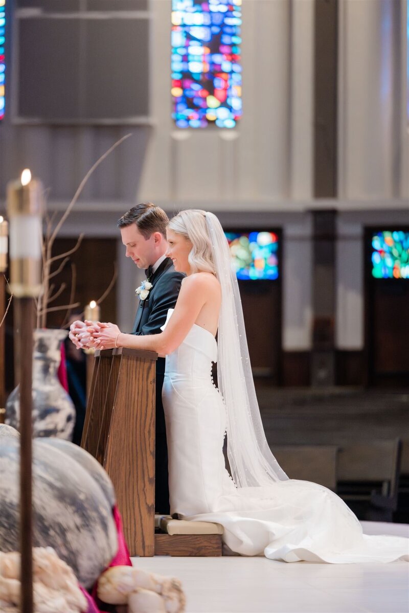 Couple at their Catholic wedding in Winter Park. 
