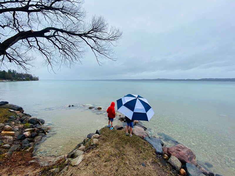 Rainy day at Torch Lake