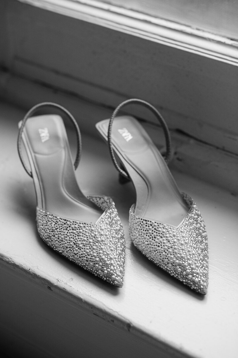 bridal shoe detail by window