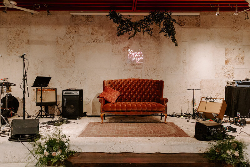 Velvet Couch Room Empty