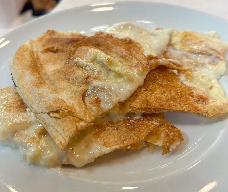 Focaccia di Recco at Da ö Vittorio in Recco, Italy