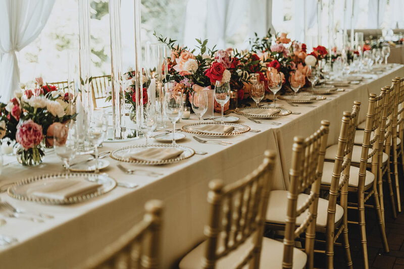 Beautiful wedding tablescape at the Builtmore Estate in Asheville, NC