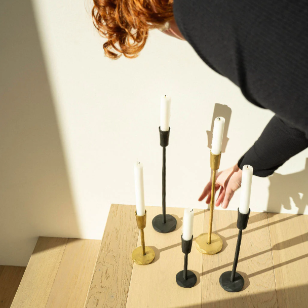 Luna Forged Candlestick L, Gold (2)