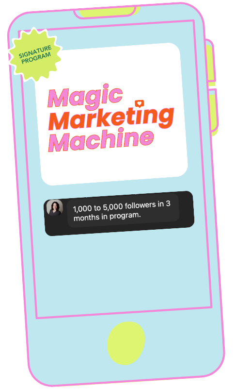 Screenshot of Magic Marketing Machine program with client testimonial about course success