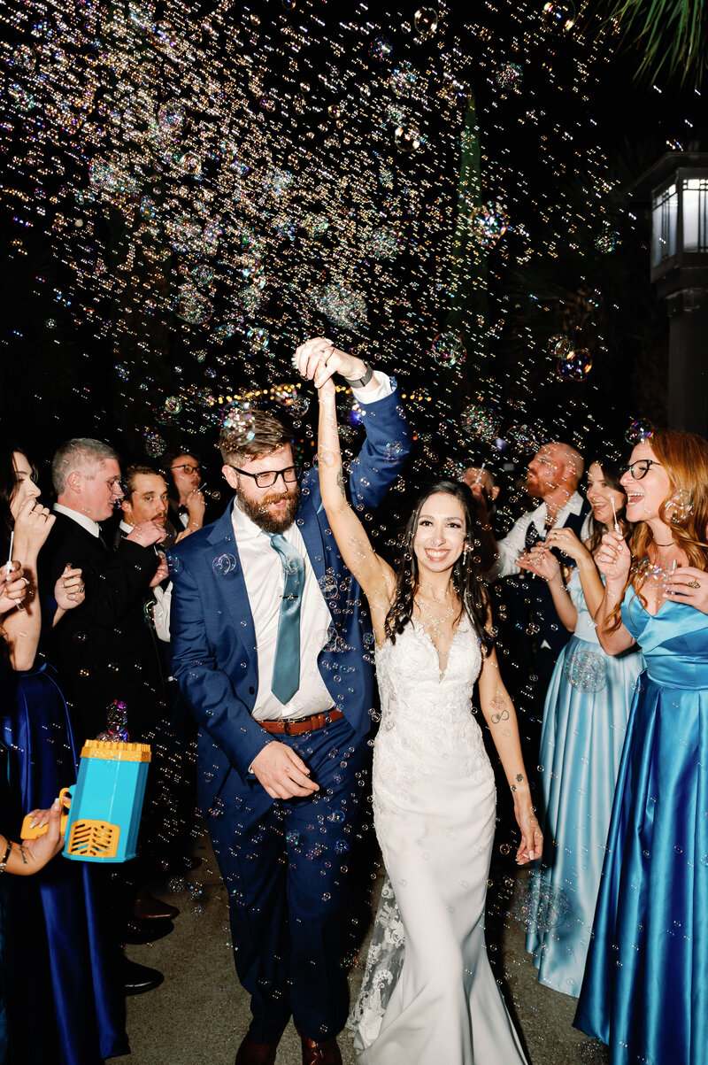 Palm Beach Wedding Photographer captures the grand exit with bubbles