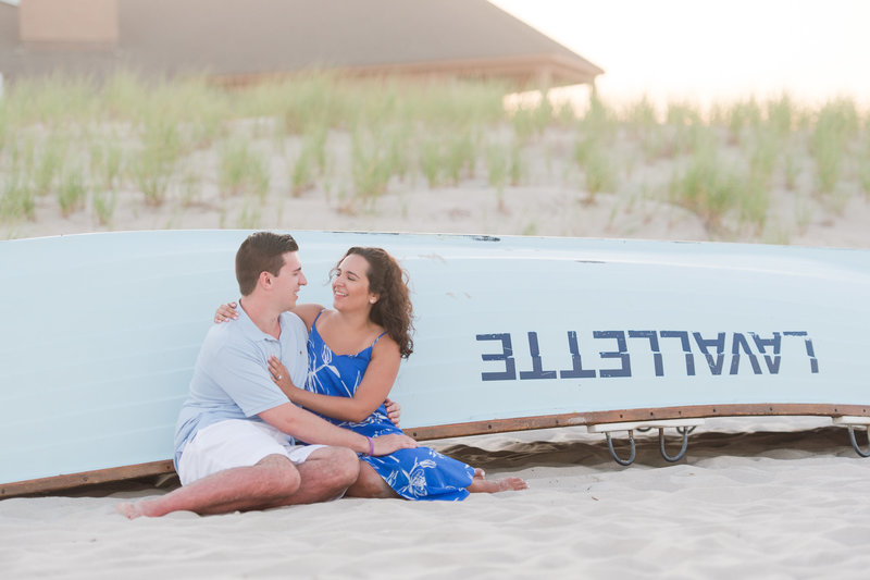 newly engaged portrait on the lavallette beach after proposal
