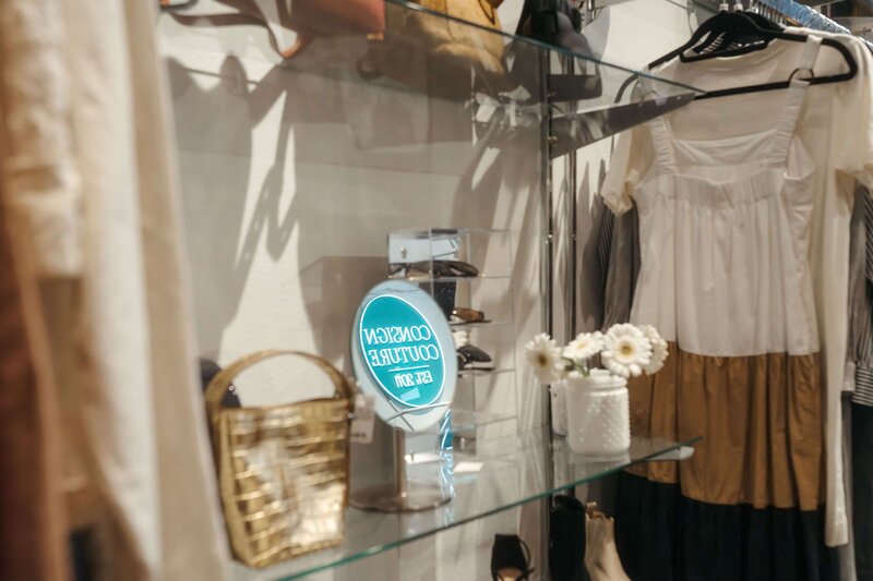 A rack of denim jeans and jackets 