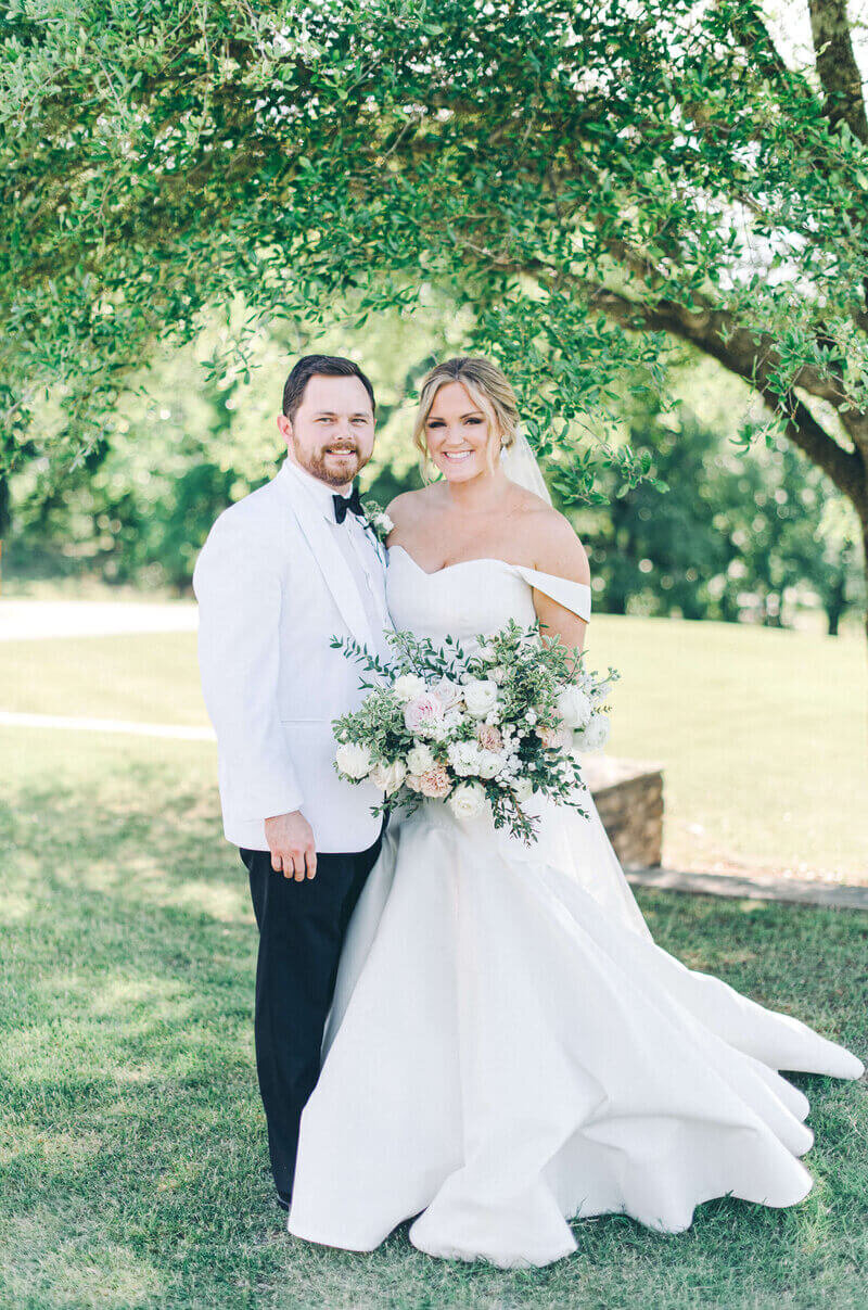 Stunning bride in film edit black and white image at her wedding in Hoover, AL