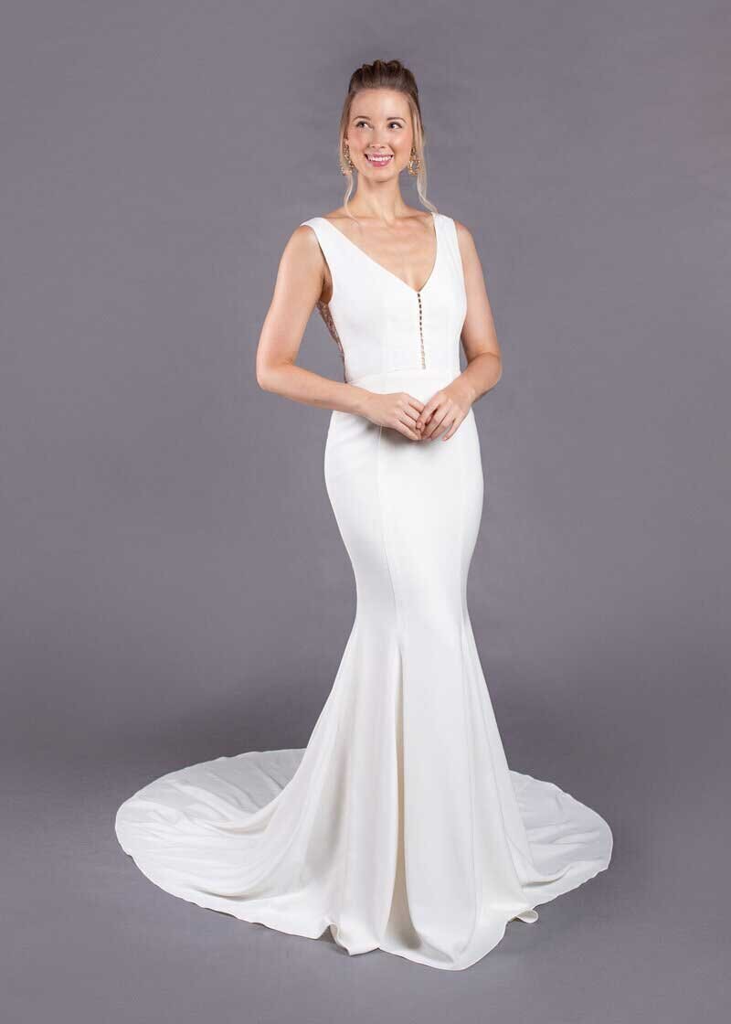 strapless full a-line wedding dress with pockets